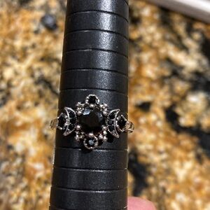 Elegant Black Stone Women's Ring moon size 8